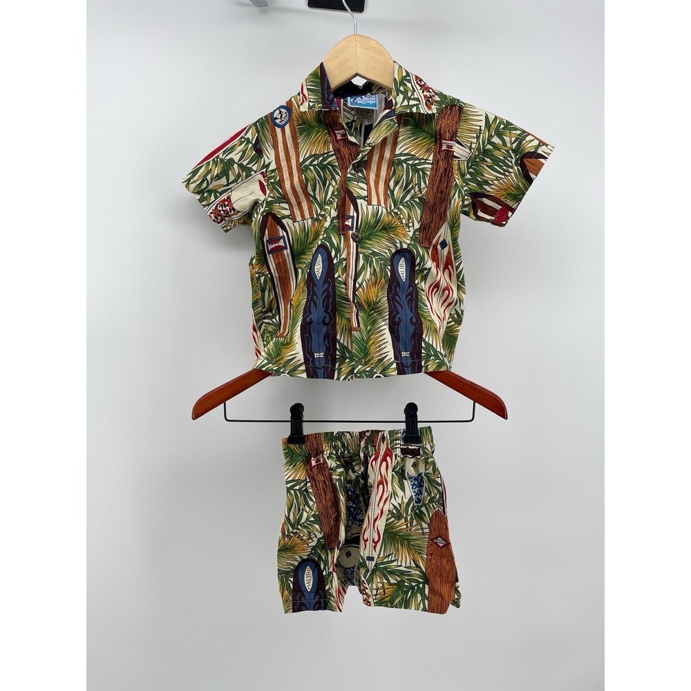 RJC Made in Hawaii Tiki Surfing Hawaiian Shirt Shorts Set Baby Infant 6 mo Board